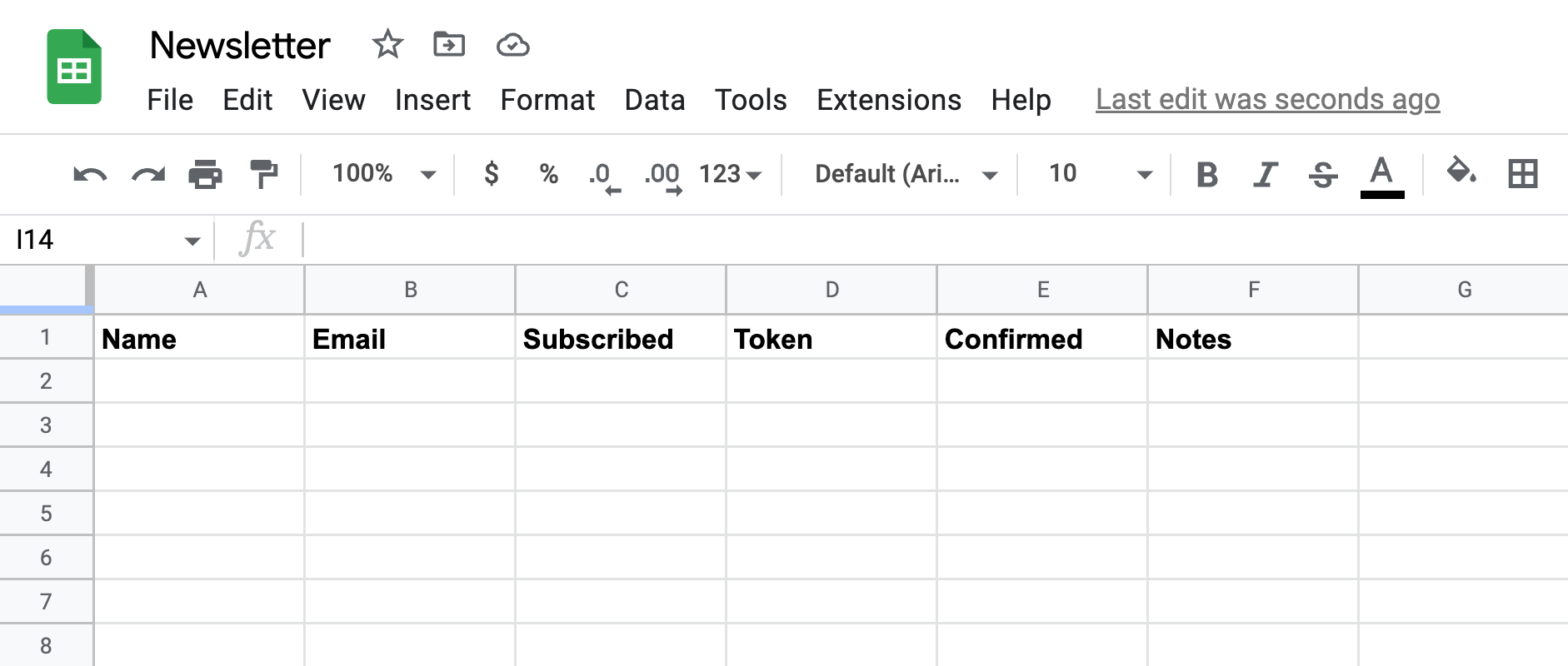 This is the newsletter spreadsheet at the time of writing. Subscribe now and be the first!