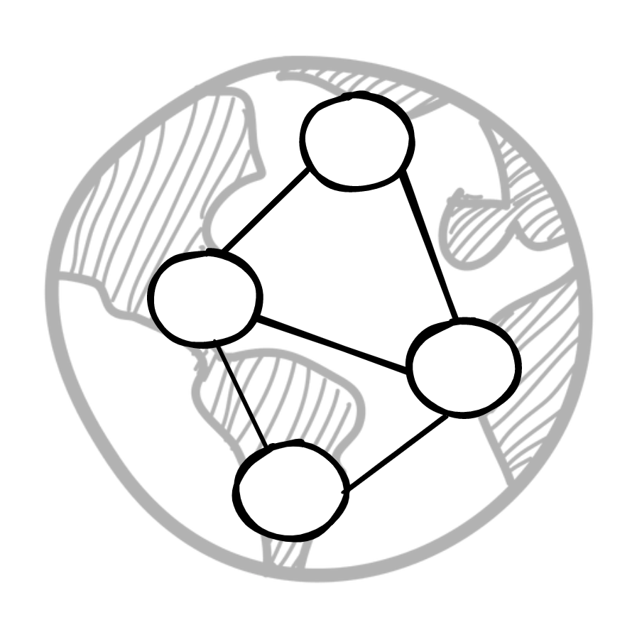 A depiction of a CDN server network, spread out around the globe to be close to users